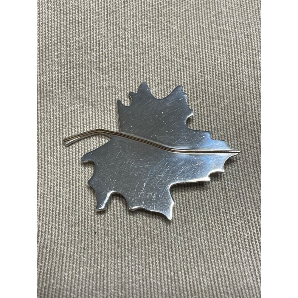 Vintage Leonore Doskow Brooch Sterling Silver + 14k Yellow Gold Maple Leaf